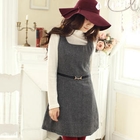 Tokyo Fashion - Set: Turtleneck Knit Top + Sleeveless Houndstooth Dress