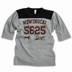SCOPY - Color-Block 3/4-Sleeve Tee - 'Mewing Cat'