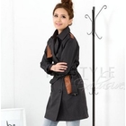 prischu essentials - Faux-Leather Panel Trench Coat
