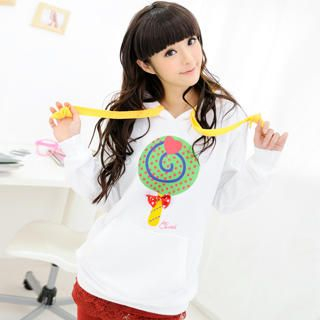 Lollipop Print Fleece Hooded Pullover Lollipop Print Fleece Hooded Pullover