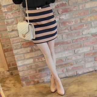 Elastic-Waist Striped Miniskirt