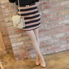 CLICK - Elastic-Waist Striped Miniskirt