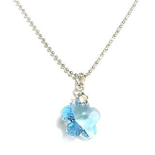 Charming Necklace with Swarovski Sparkling Crystal (Sparkling Light Blue Flower)