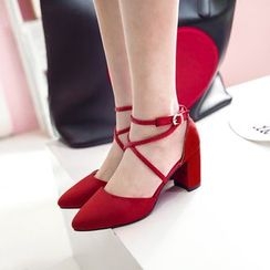 Pristeen - Block Heel Strappy Pumps Pristeen - Block Heel Strappy Pumps