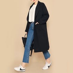HOTPING - Notched-Lapel Long Coat HOTPING - Notched-Lapel Long Coat