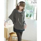 Tokyo Fashion - Set: Cowl-Neck Batwing-Sleeve Top + Floral T-Shirt