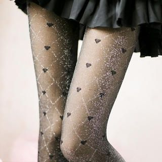 Heart Print Glitter Tights Heart Print Glitter Tights