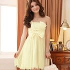 JK2 - Bow-Accent Pleated Cocktail Dress