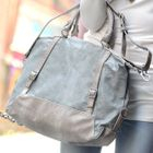 SOHO Central - Faux-Snakeskin Trim Buckled Satchel