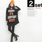 Beccgirl - Set: Print Long T-Shirt + Leggings