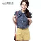 ALICE9 - Patterned Short-Sleeve Blouse
