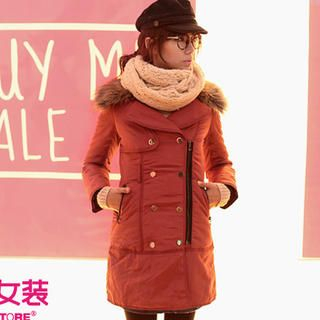 Faux-Fur Collar Zip Coat