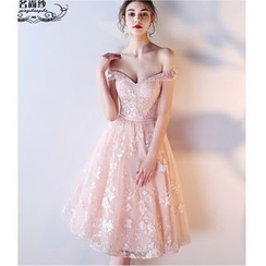 MSSBridal - 露肩短袖网纱礼服裙 MSSBridal - 露肩短袖网纱礼服裙