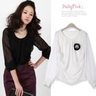 Daily Pink - Sheer Sleeve Chiffon Blouse