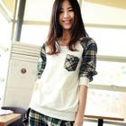 Ando Store - Plaid Panel Pocket-Accent Pullover