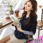 Adela Shop - Set: Hooded Knit Top + T-Shirt
