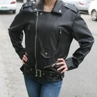 yerwang - Faux-Leather Belted Biker Jacket