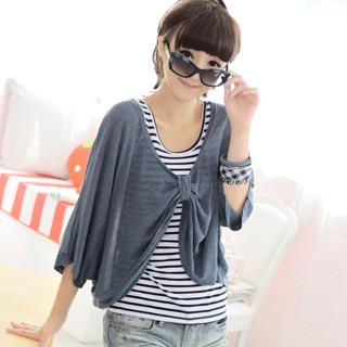 Set: Bow Capelet + Stripe Tank Top