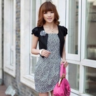 Mooiee - Set: Leopard-Print Dress + Bolero
