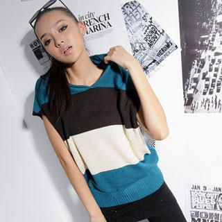 Short Sleeve Stripe Knit Top