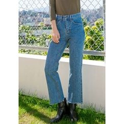 GOROKE - Washed Semi Boot-Cut Jeans GOROKE - Washed Semi Boot-Cut Jeans