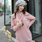 CLICK - Dolman-Sleeve Knit Top with Detachable Cowl