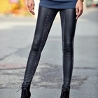 REDOPIN - Faux-Leather Panel Leggings