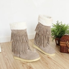 Smoothie - Fleece-Trim Fringed Mid-Calf Boots