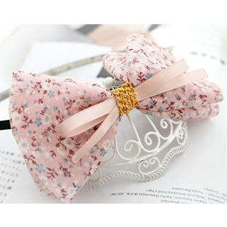 Chiffon Flora Bow Hairband -Pink