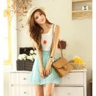 Tokyo Fashion - Sleeveless Crochet-Trim Polka Dot Dress