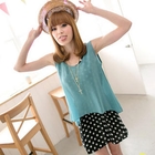 Tokyo Fashion - Set: Sleeveless Dotted Dress + Tank Top