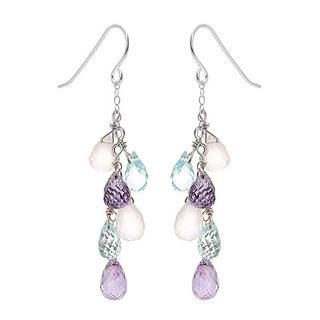 Silver blue topaz, amethyst, rose quartz earrings