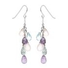 Keleo - Silver blue topaz, amethyst, rose quartz earrings