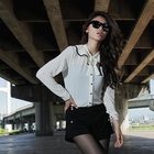 PUFFY - Ruffled-Neckline Chiffon Blouse