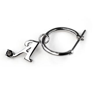 925 Silver Black Diamond Initial Single Earrings (Hoop Style) - Letter A 925 Silver Black Diamond Initial Single Earrings (Hoop Style) - Letter A