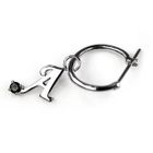 MBLife.com - 925 Silver Black Diamond Initial Single Earrings (Hoop Style) - Letter A