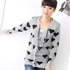 59 Seconds - Heart Print Cardigan