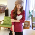 Tokyo Fashion - Fleece Heart-Appliqué Top