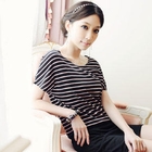 Melissa - Striped-Panel Short-Sleeve Dress