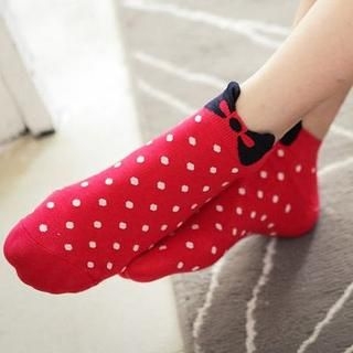 Ribbon-Print Dotted Socks