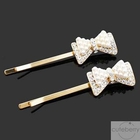 Cuteberry - Set of 2: Rhinestone Bow Hair Pin