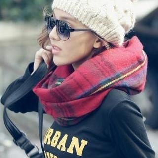 PUFII - Fringed Plaid Scarf PUFII - Fringed Plaid Scarf
