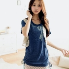 OrangeBear - Drawstring-Hem Rhinestone Top