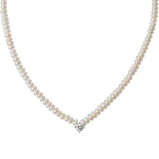 Rhinestone Accent Freshwater Pearl Necklace