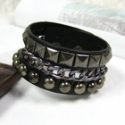 OWL Fashion - Genuine-Leather Studded Bangle