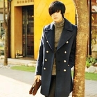 HOTBOOM - Double-Breasted Wool Blend Coat