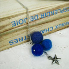 MyLittleThing - Felt Wool Ball Ball & Star Necklace(Blue)