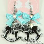 Sweet & Co. - Blue Ribbon Silver Rocking Horse Earrings