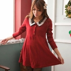 CatWorld - Lace-Trim Dotted Collar Knit Tunic
