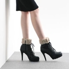 HARU - Faux-Fur Trim Ankle Boots